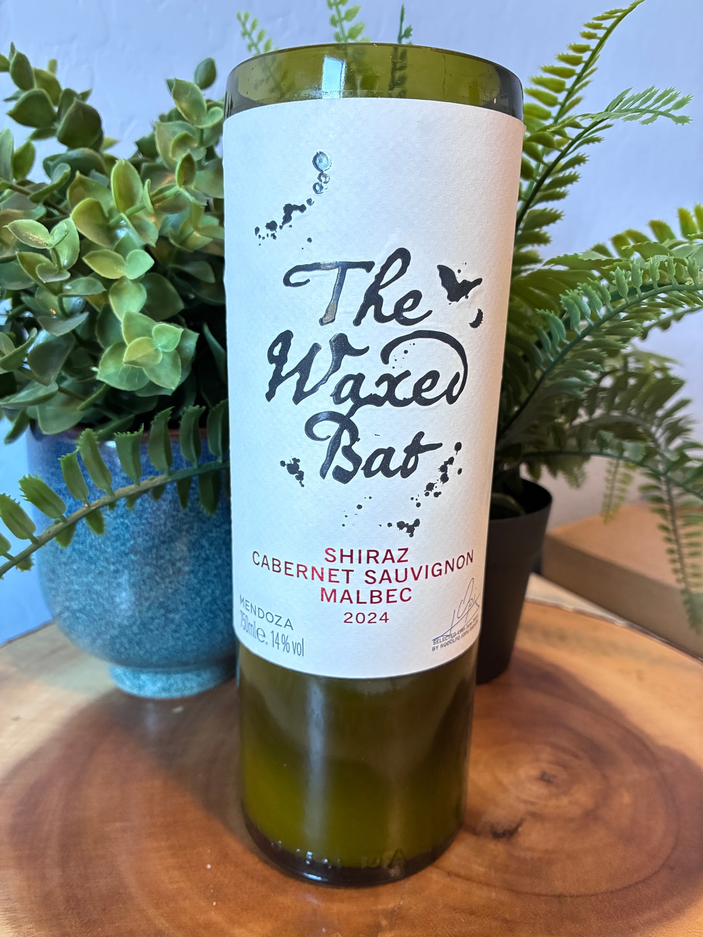 The Waxed Bat Cabernet Sauvignon Wine Bottle Candle