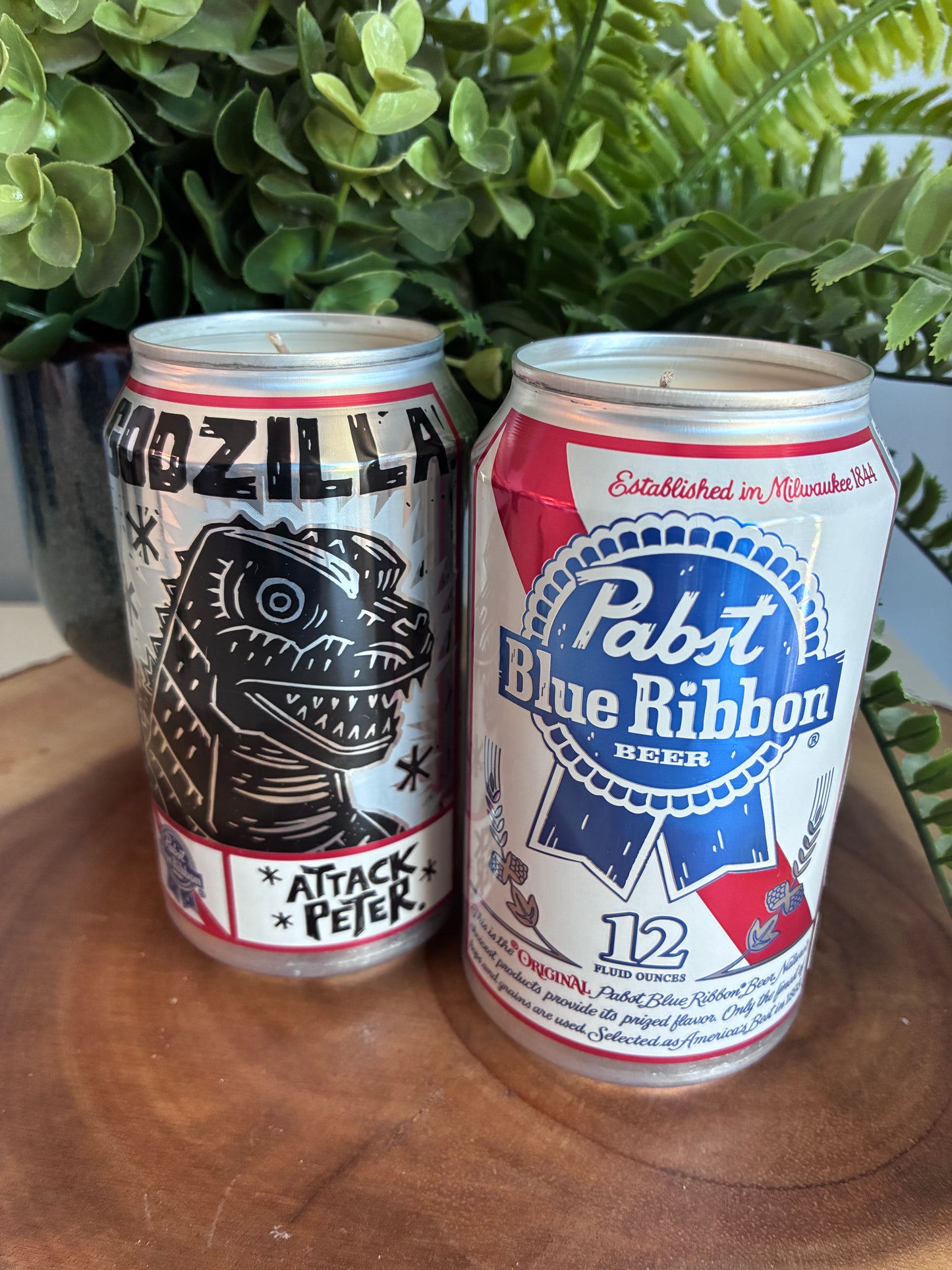 Pabst Blue Ribbon 'Godzilla' Edition Beer Can Candle