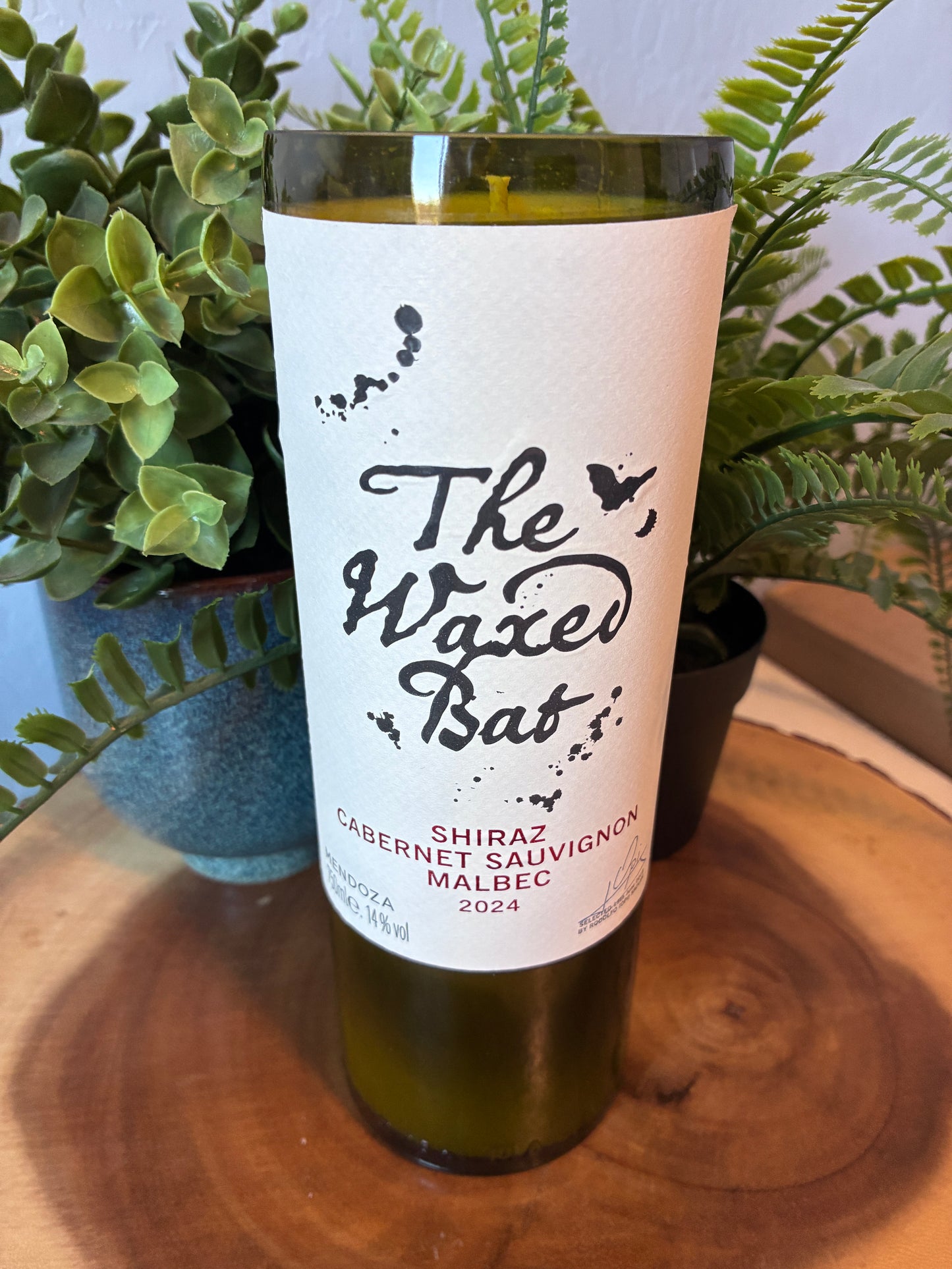 The Waxed Bat Cabernet Sauvignon Wine Bottle Candle