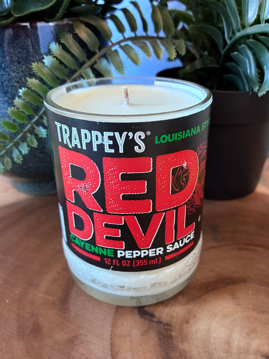Red Devil Hot Sauce Bottle Candle