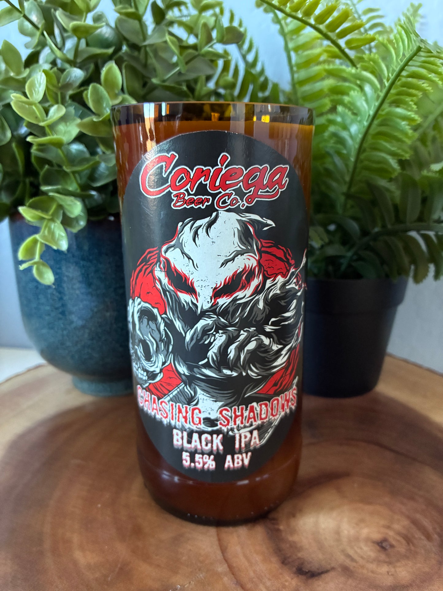 Chasing Shadows Beer Bottle Candle