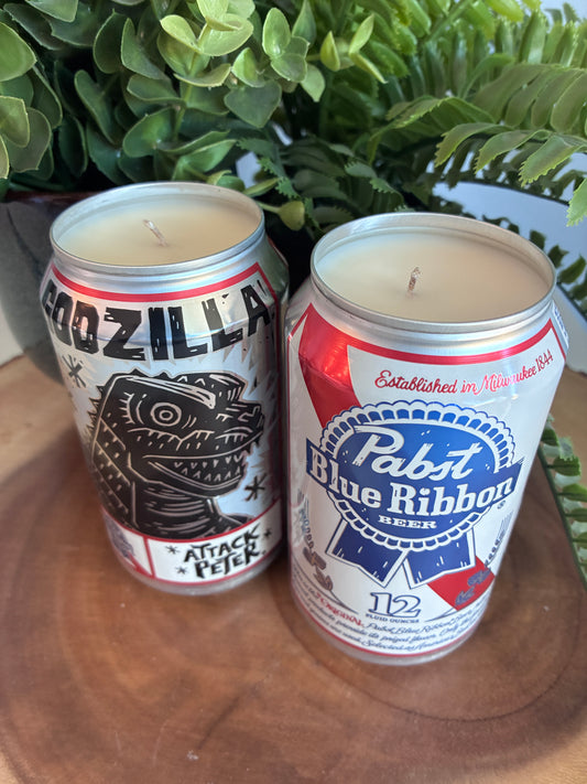 Pabst Blue Ribbon 'Godzilla' Edition Beer Can Candle