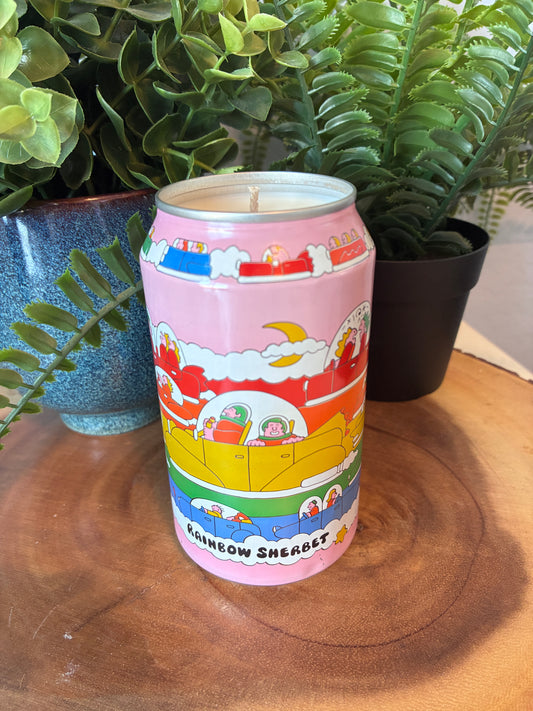 Rainbow Sherbet Beer Can Candle
