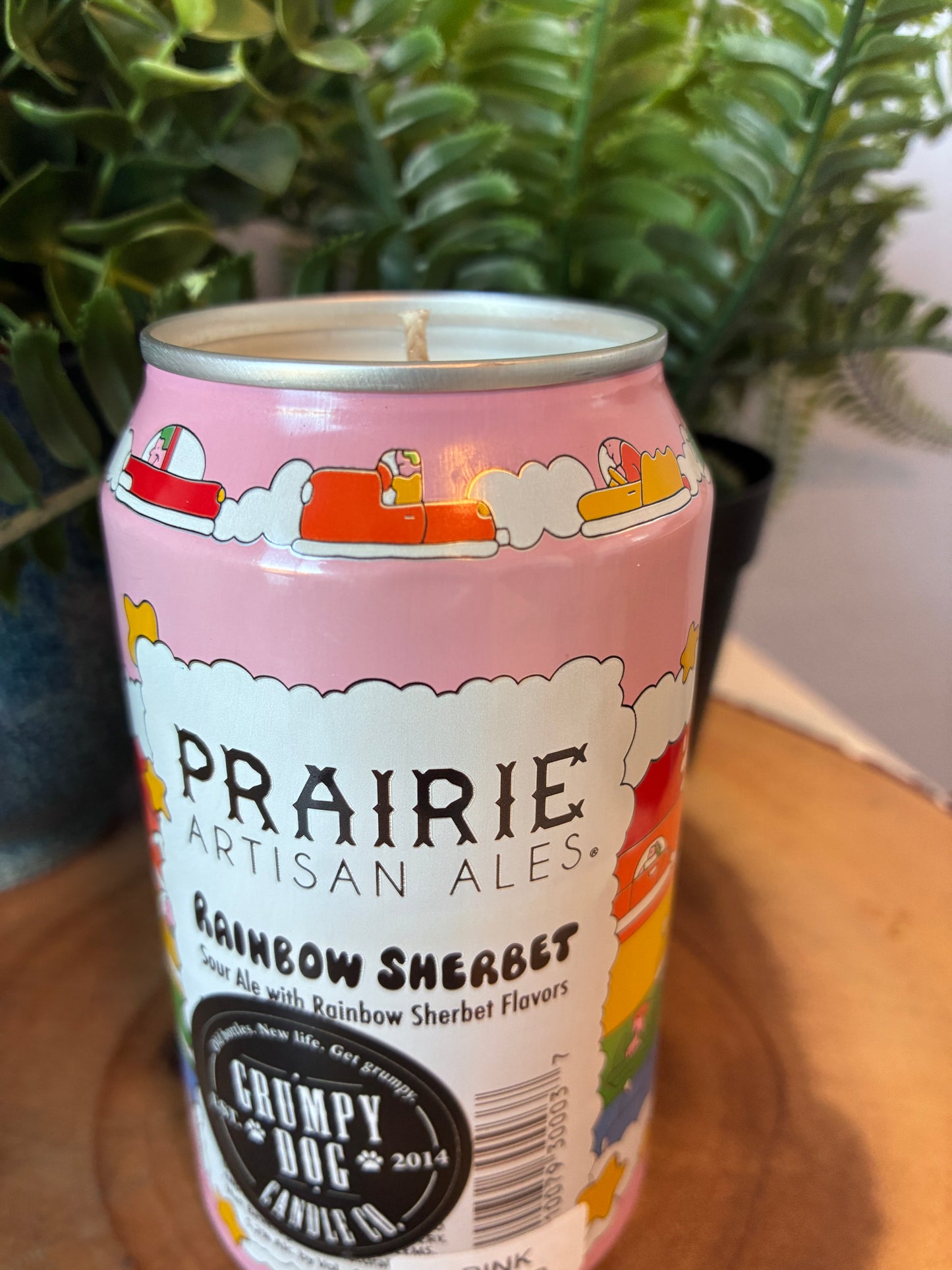 Rainbow Sherbet Beer Can Candle